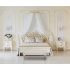 Shabby chique bank in hout met zitting in gewatteerde stof - Rocchetta Viadurini