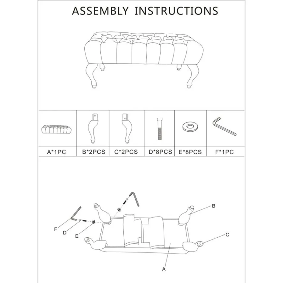 Shabby chique bank in hout met zitting in gewatteerde stof - Rocchetta Viadurini