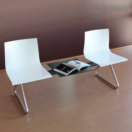 2-zits kantoorbank met salontafel in staal en gekleurd technopolymeer - Verenza Viadurini