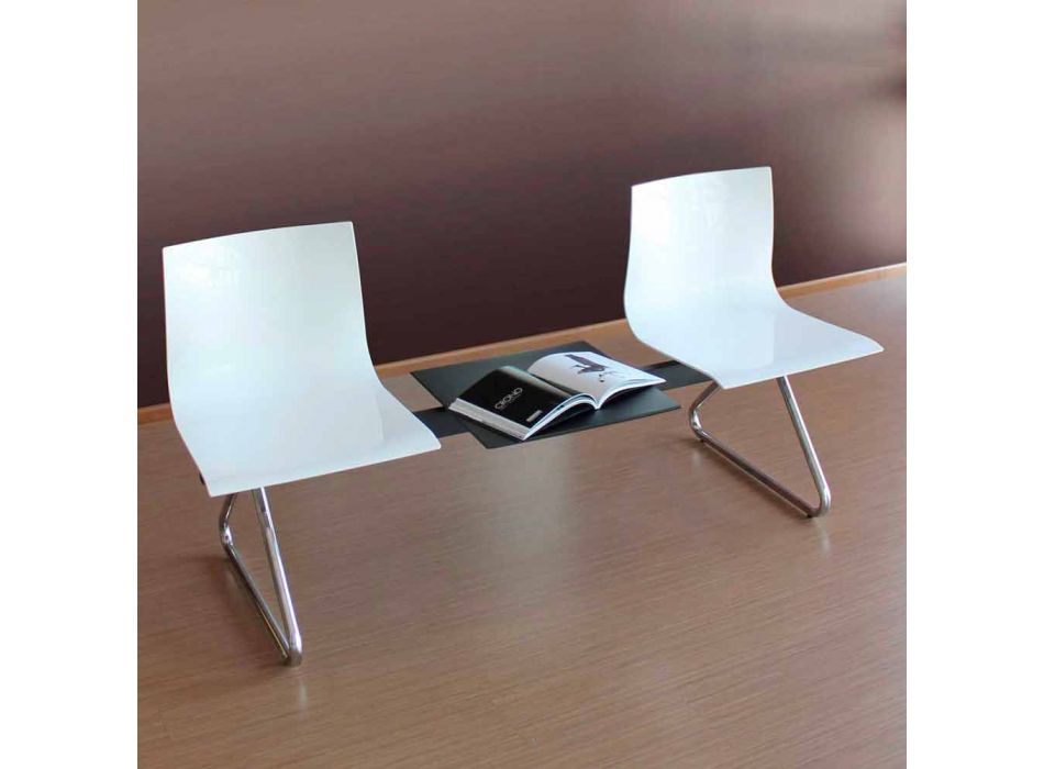 2-zits kantoorbank met salontafel in staal en gekleurd technopolymeer - Verenza Viadurini