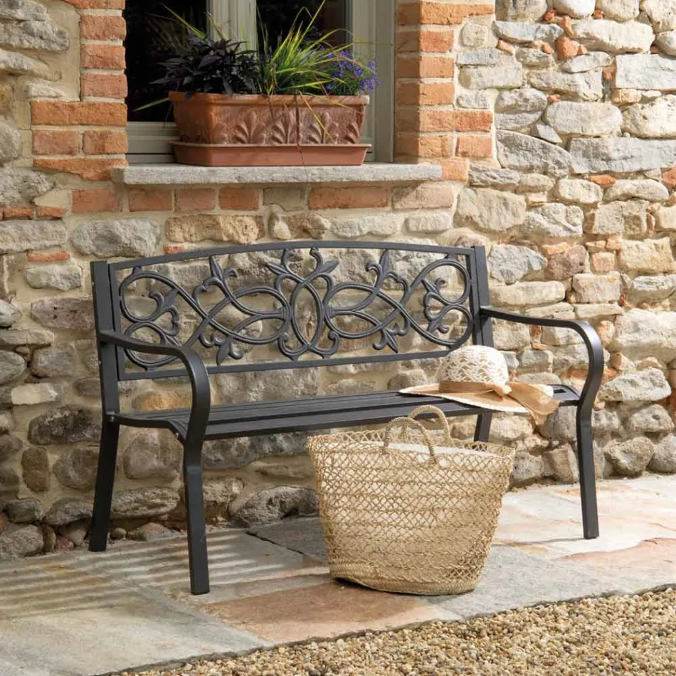 Tuinbank van metaal met verschillende afwerkingen - Nietmachine Viadurini