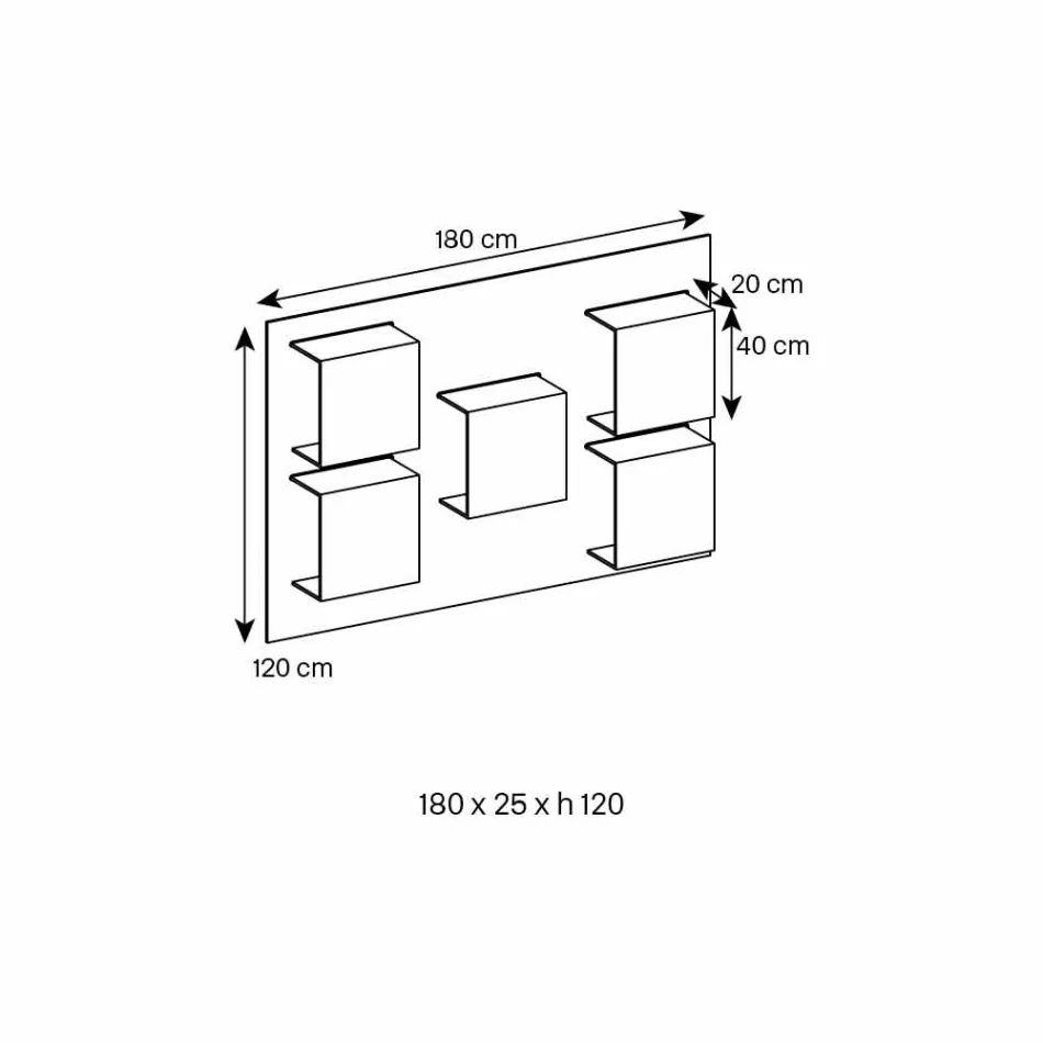 Wandpaneel in Canaletto walnoothout en glazen planken 2 maten - Basil Viadurini