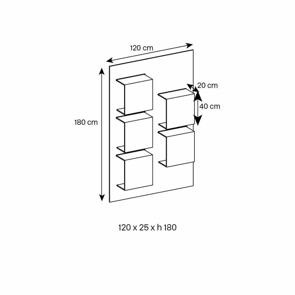 Wandpaneel in Canaletto walnoothout en glazen planken 2 maten - Basil Viadurini