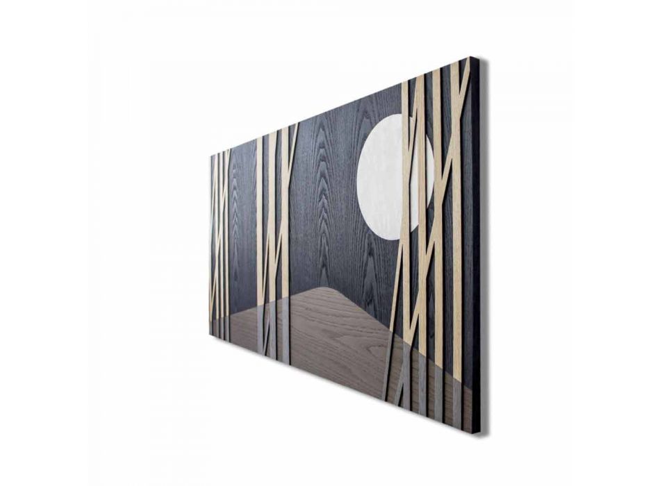 Decoratief paneel 120x60 met natuurlijke houtinleg en bas-reliëf - Fuca Viadurini