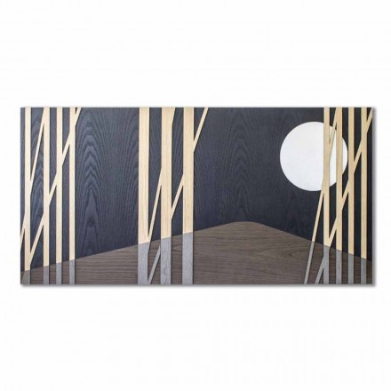 Decoratief paneel 120x60 met natuurlijke houtinleg en bas-reliëf - Fuca Viadurini