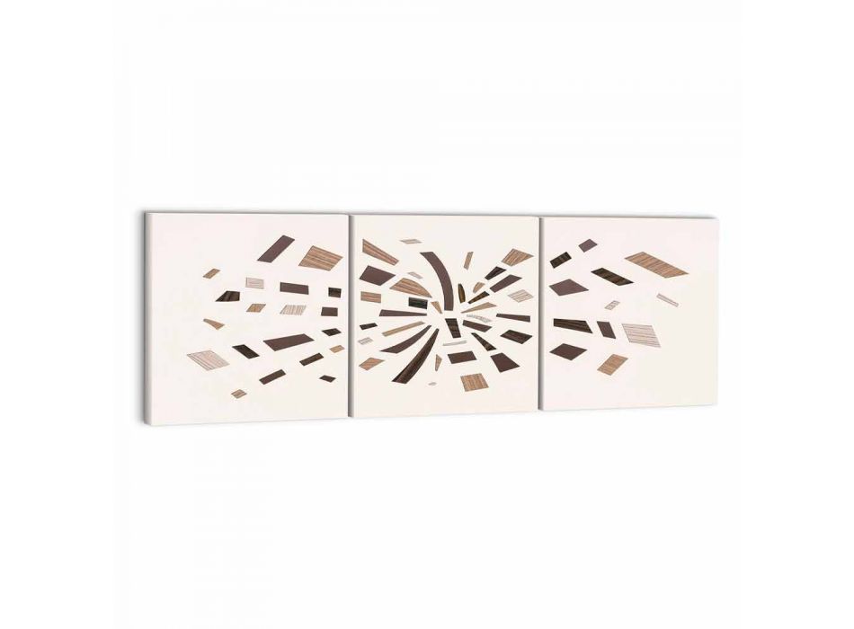 Decoratief wandpaneel van canvas met houten inzetstukken Made in Italy - Beatris Viadurini