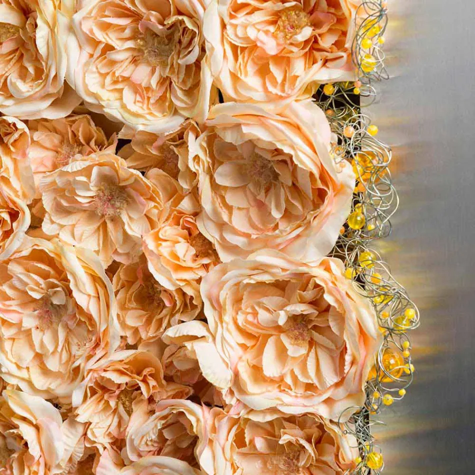 Decoratief wandpaneel in metaal en kunstmatige rozen Made in Italy - Rosetta Viadurini