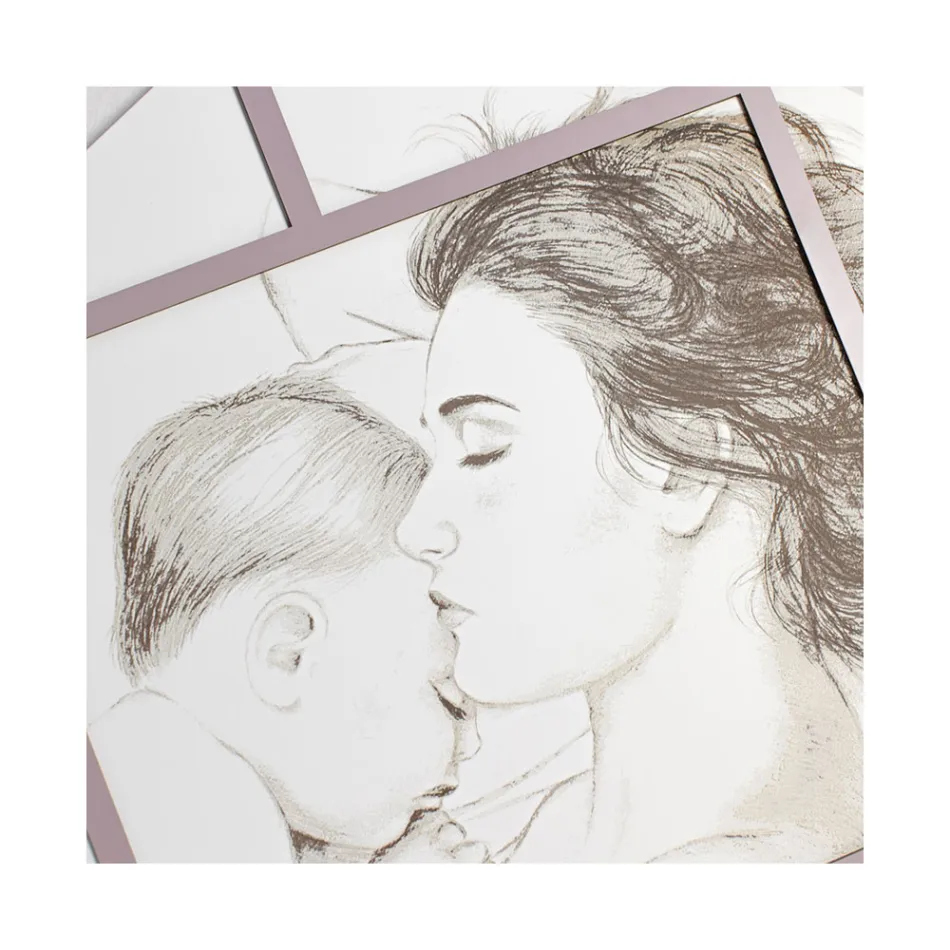 Lasergegraveerd paneel met vrouw en kind Made in Italy - Harald Viadurini