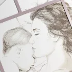 Lasergegraveerd paneel met vrouw en kind Made in Italy - Harald Viadurini