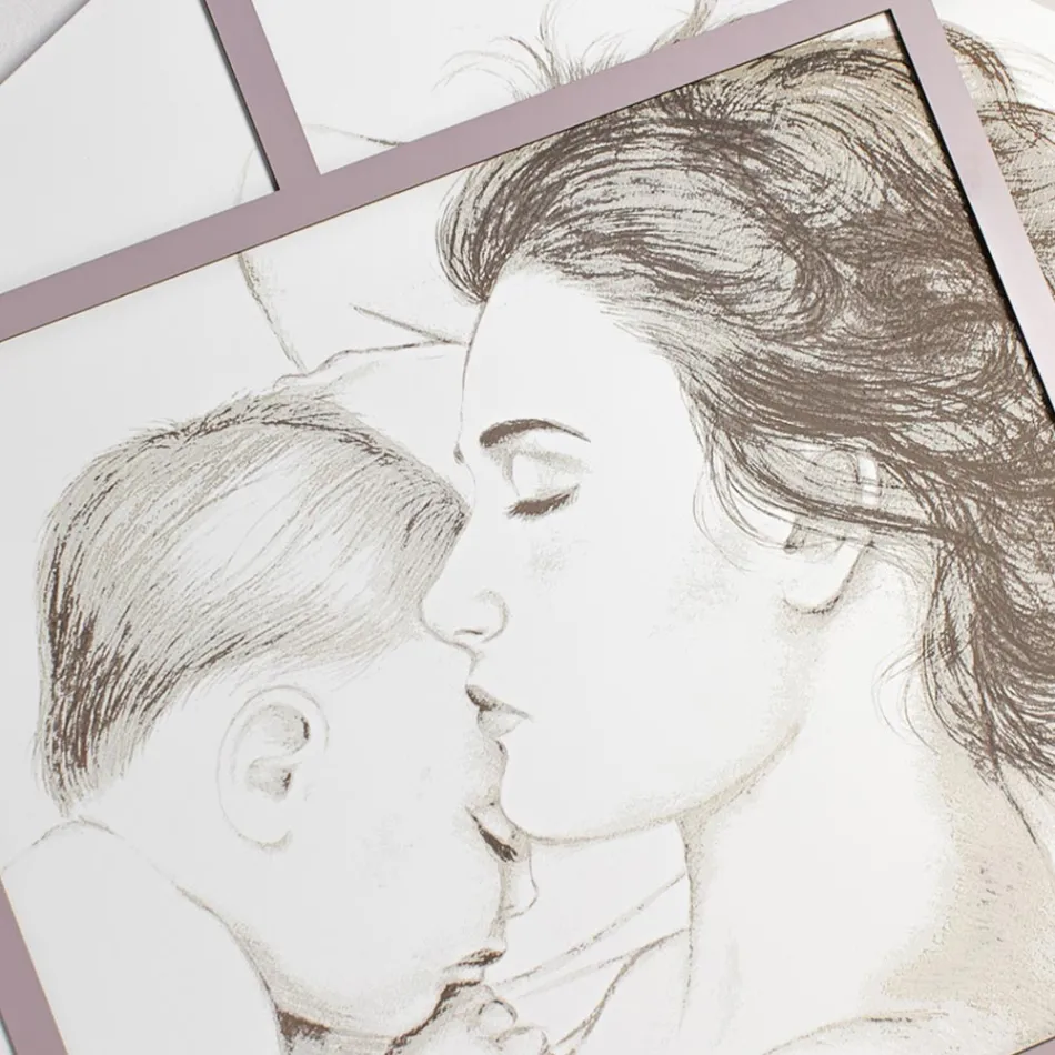 Lasergegraveerd paneel met vrouw en kind Made in Italy - Harald Viadurini