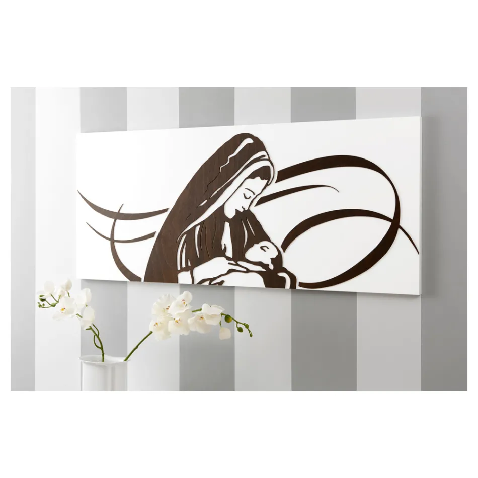 Paneel gemaakt met lasergravure die de moeder weergeeft Made in Italy - Chiyo Viadurini