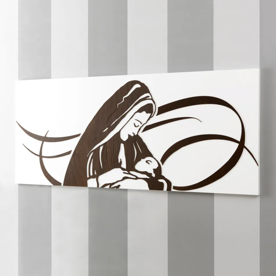 Paneel gemaakt met lasergravure die de moeder weergeeft Made in Italy - Chiyo Viadurini