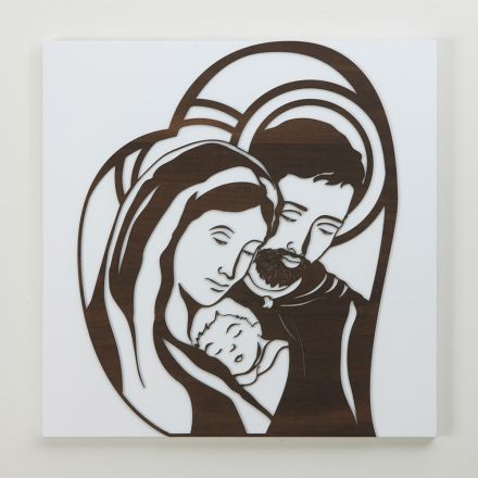 Paneel gemaakt met lasergravure met afbeelding van St. Joseph en de familie - Hina Viadurini