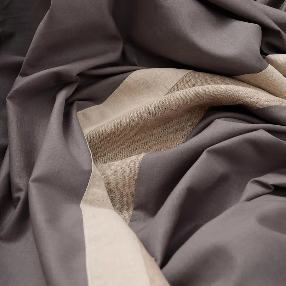 Dekbedovertrekset van 90% katoen en 10% linnen met 1 kussensloop Gemaakt in Italië - Nestle Viadurini