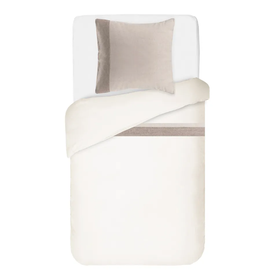 Dekbedovertrekset van 90% katoen en 10% linnen met 1 kussensloop Gemaakt in Italië - Nestle Viadurini