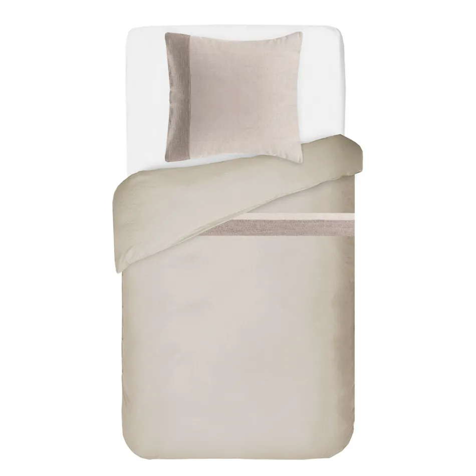 Dekbedovertrekset van 90% katoen en 10% linnen met 1 kussensloop Gemaakt in Italië - Nestle Viadurini