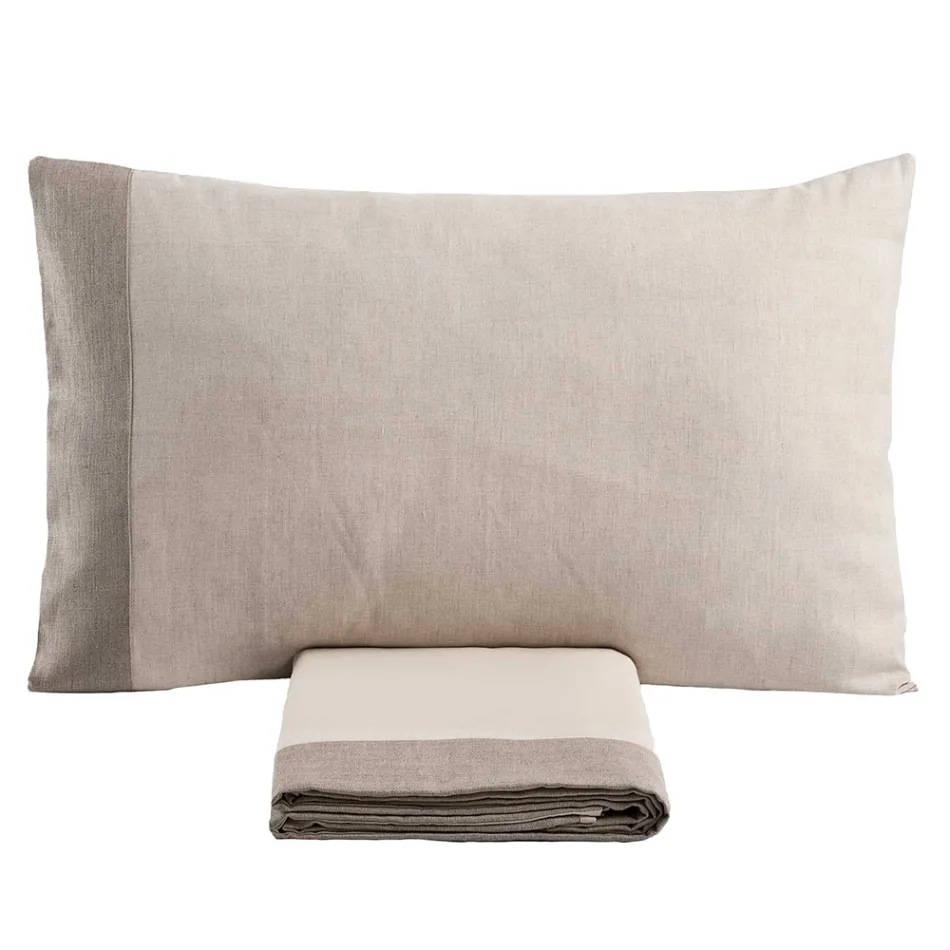 Dubbele dekbedovertrekset van 90% katoen en 10% linnen, gemaakt in Italië - Nestle Viadurini