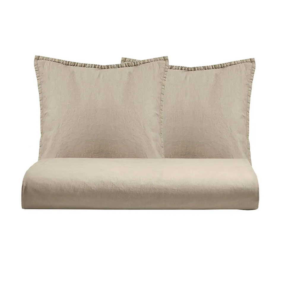 Dubbele dekbedovertrekset van zuiver geverfd katoen met 2 kussenslopen - Delicacy Viadurini