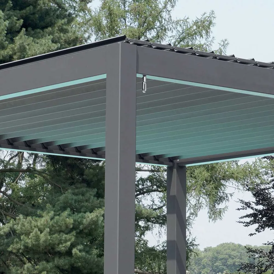 Pegola 3x4 mt in antraciet gelakt aluminium met zwengel - Levante Viadurini