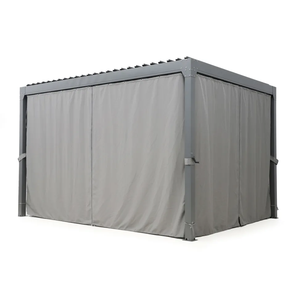 Pegola 3x4 mt in antraciet gelakt aluminium met zwengel - Levante Viadurini