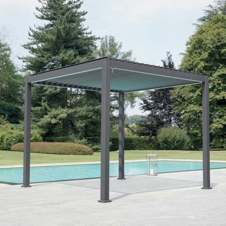 Pegola 3x4 mt in antraciet gelakt aluminium met zwengel - Levante Viadurini