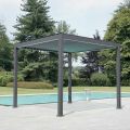 Pergola 3x4 m in antraciet geverfd aluminium met slinger - Levante