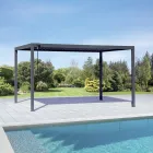Antraciet aluminium pergola met verstelbaar dak - Vitta Viadurini