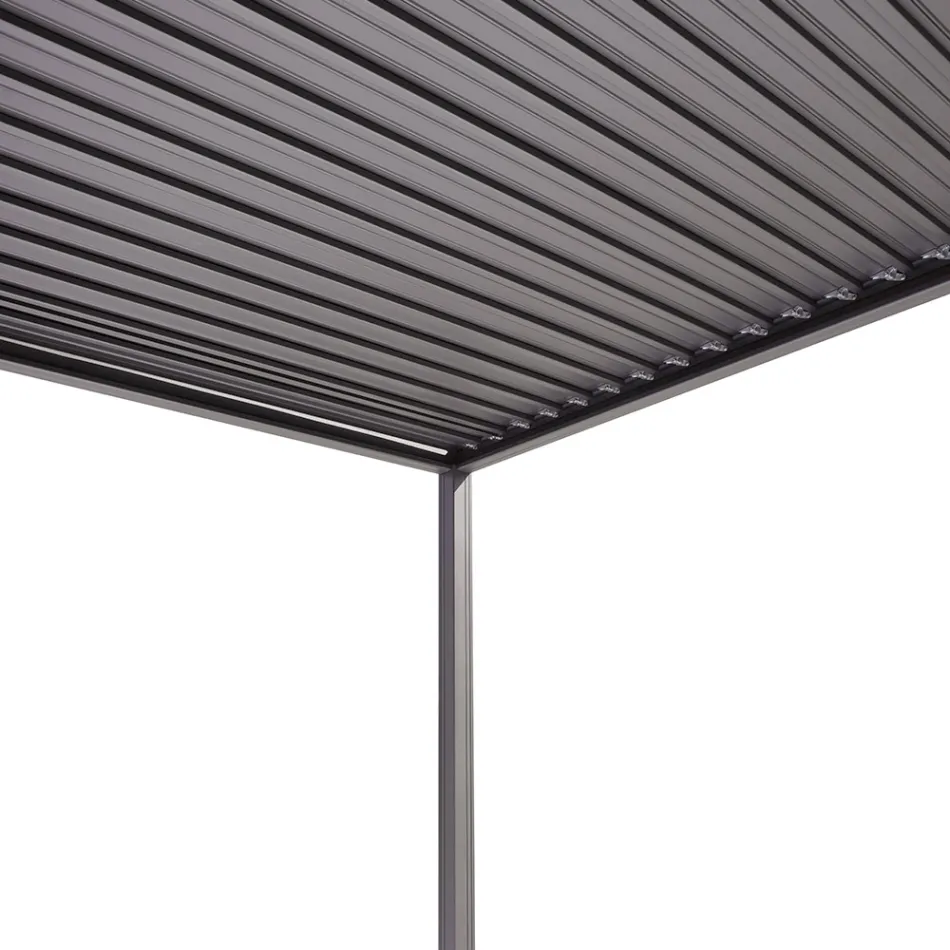 Antraciet aluminium pergola met verstelbaar dak - Vitta Viadurini