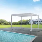 Witte aluminium pergola met verstelbaar dak - Vitta Viadurini