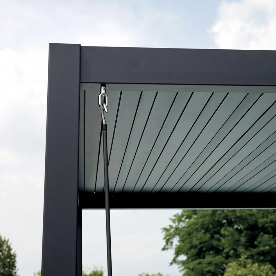Aluminium Pergola met Verstelbaar Dak door Slinger - Eolo Viadurini