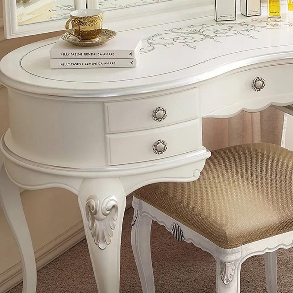 Klassieke houten make-upkam met spiegel Made in Italy - Cambrige Viadurini