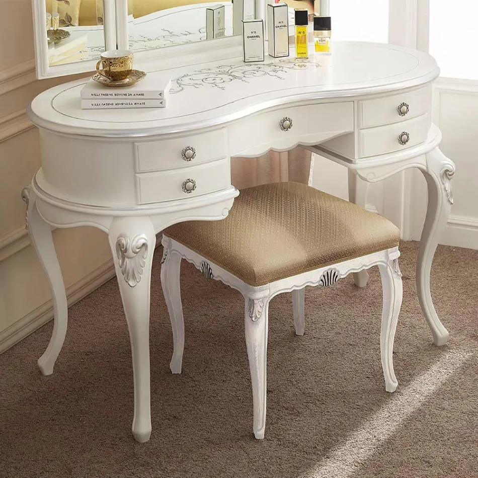 Klassieke houten make-upkam met spiegel Made in Italy - Cambrige Viadurini