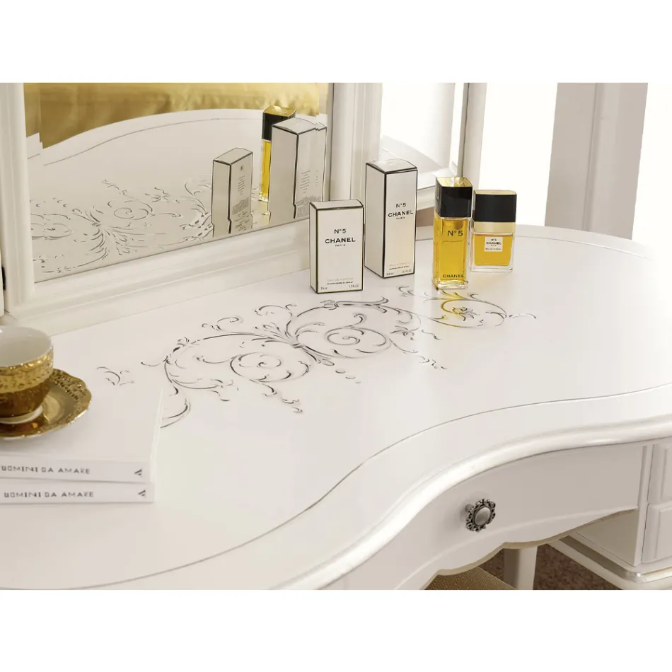 Klassieke houten make-upkam met spiegel Made in Italy - Cambrige Viadurini