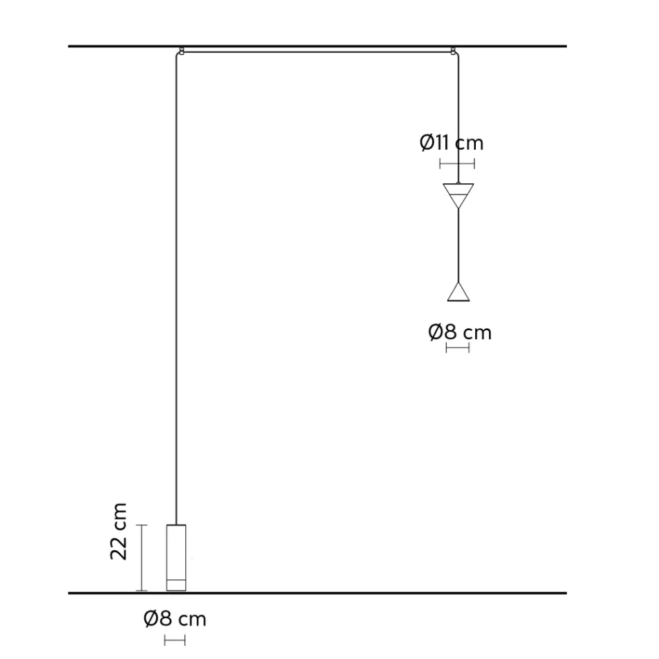 Vloerlamp in zwart aluminium en minimalistisch design met dubbele kegel - Mercado Viadurini