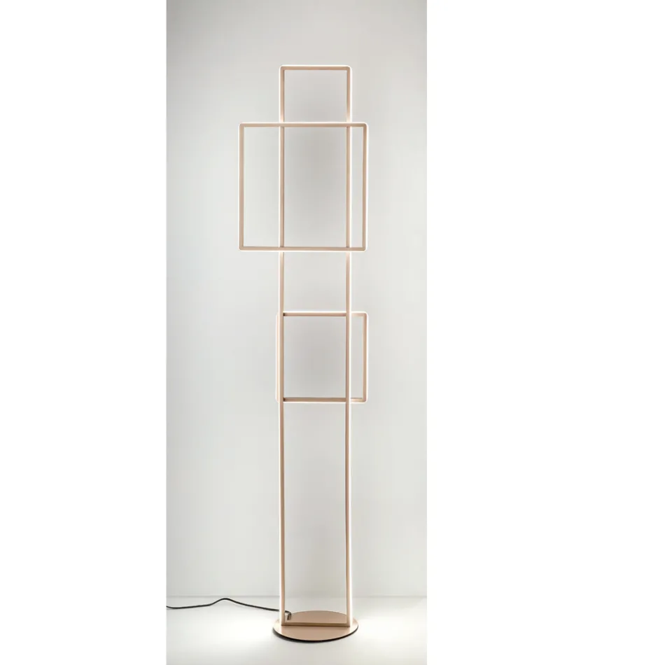 Design LED vloerlamp in goud of zilver gelakt metaal - Formal Viadurini