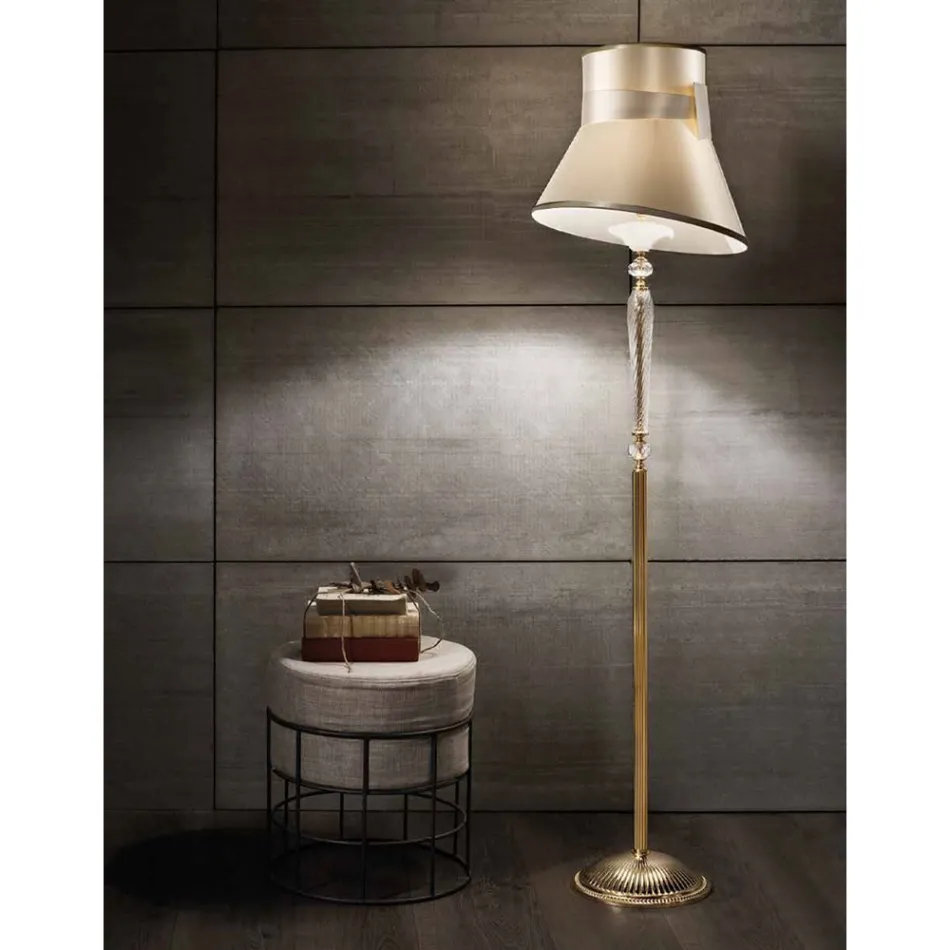 Klassieke vloerlamp met geblazen glazen lampenkap Florale decoraties - Bluminda Viadurini