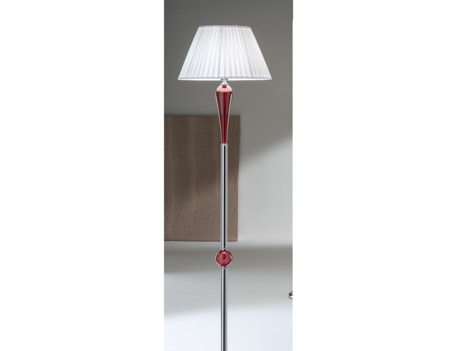 Klassieke handgemaakte Italiaanse vloerlamp van glas en metaal met lampenkap - Oliver Viadurini