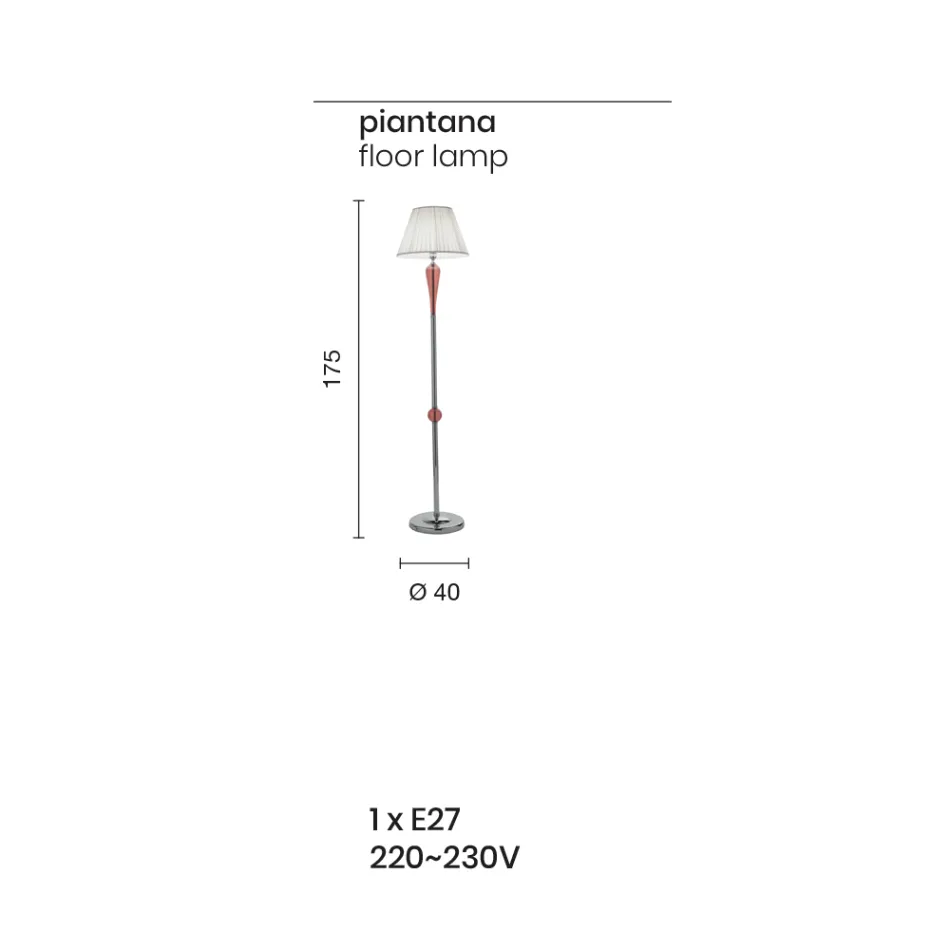 Klassieke handgemaakte Italiaanse vloerlamp van glas en metaal met lampenkap - Oliver Viadurini