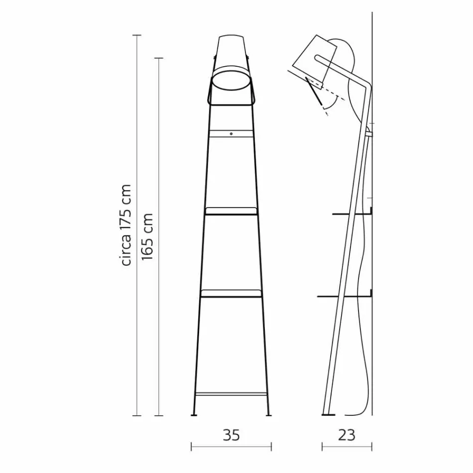 Woonkamer vloerlamp in wit of mat zwart metaal met planken - Butler Viadurini