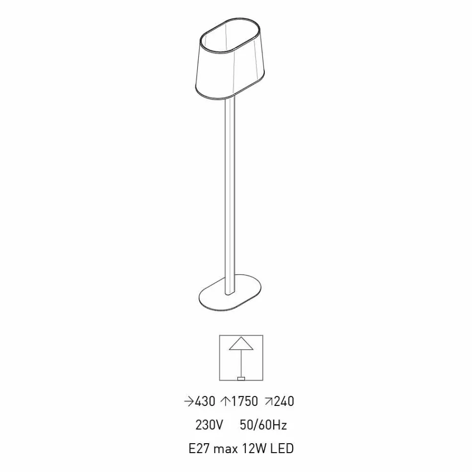 Moderne design staande lamp in metaal met stoffen lampenkap Made in Italy - Jump Viadurini
