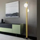 Alma vloerlamp in aluminium en wit geblazen glas Viadurini