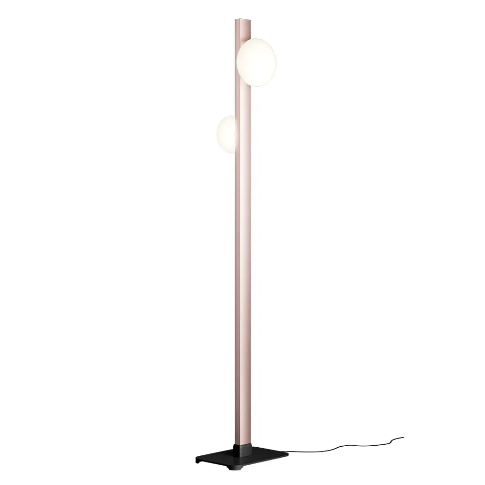 Alma vloerlamp in aluminium en wit geblazen glas Viadurini