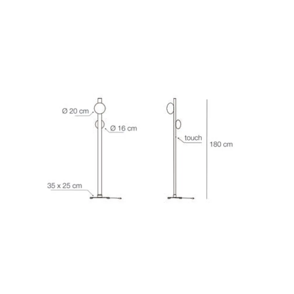 Alma vloerlamp in aluminium en wit geblazen glas Viadurini
