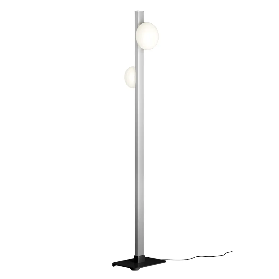 Alma vloerlamp in aluminium en wit geblazen glas Viadurini