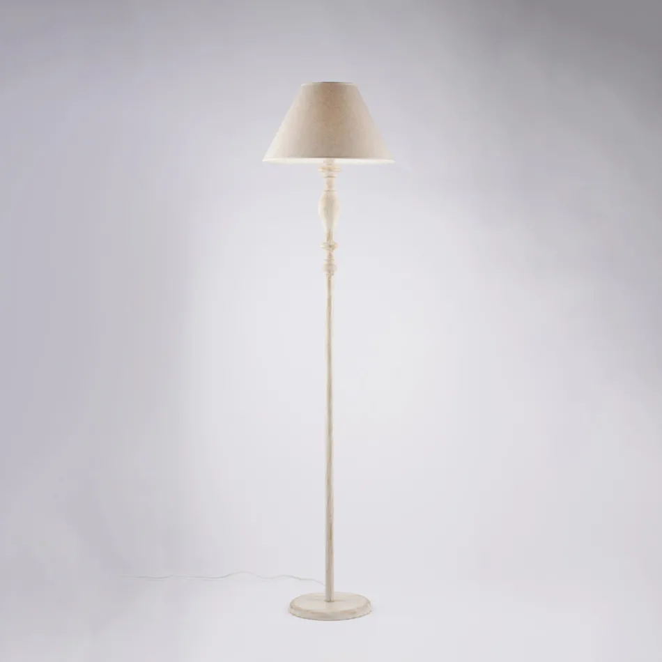 Vloerlamp en lampenkap van hout en ijzer, gemaakt in Italië, voor interieurdecoratie - Toscane Viadurini