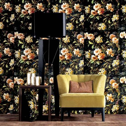 Staande lamp gemaakt van hout en Grilli Zarafa design fabric gemaakt in Italië Viadurini