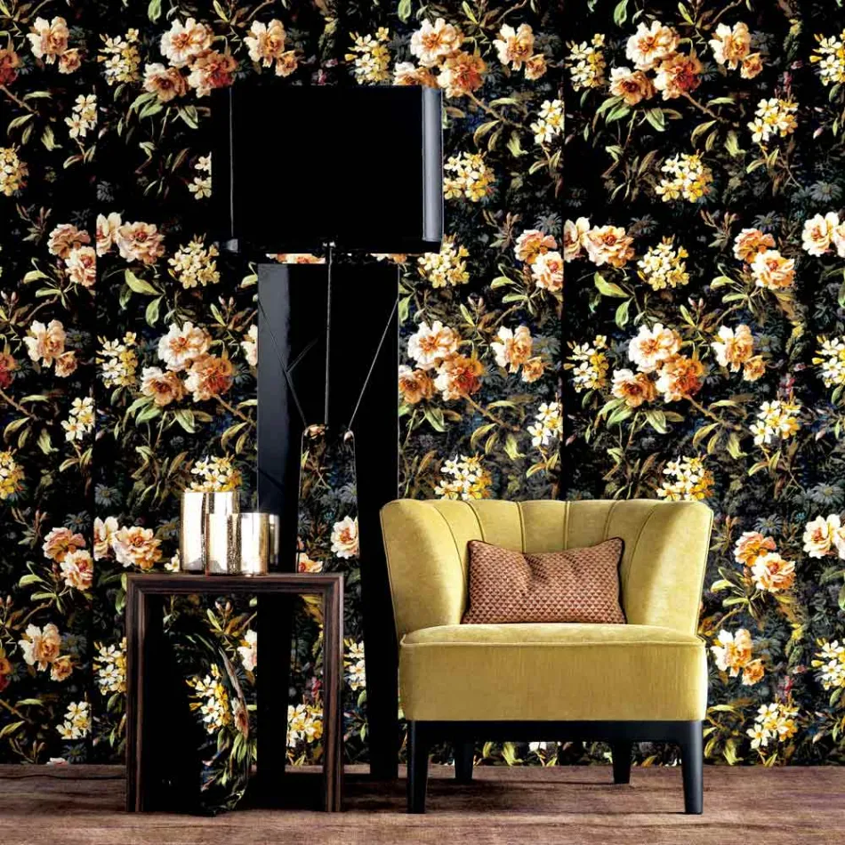 Staande lamp gemaakt van hout en Grilli Zarafa design fabric gemaakt in Italië Viadurini