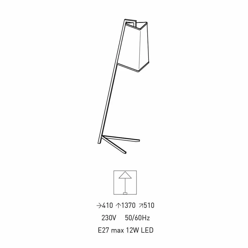 Metalen vloerlamp met moderne witte katoenen lampenkap Made in Italy - Barton Viadurini