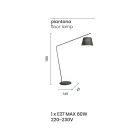 Metalen vloerlamp met pvc-kap bedekt met stof - Adriana Viadurini