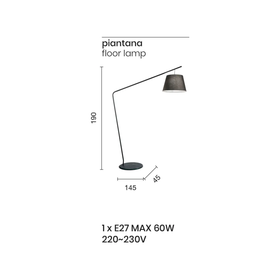 Metalen vloerlamp met pvc-kap bedekt met stof - Adriana Viadurini